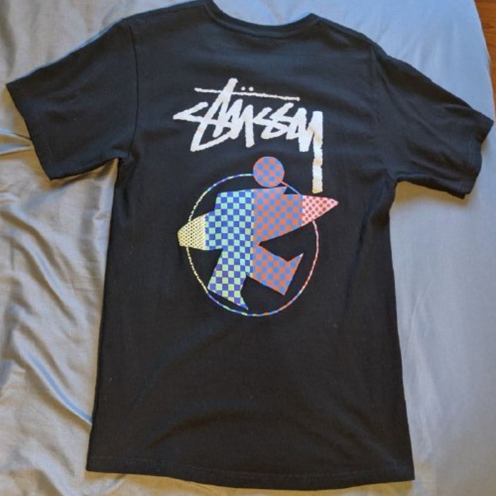 stüssy black graphic tee